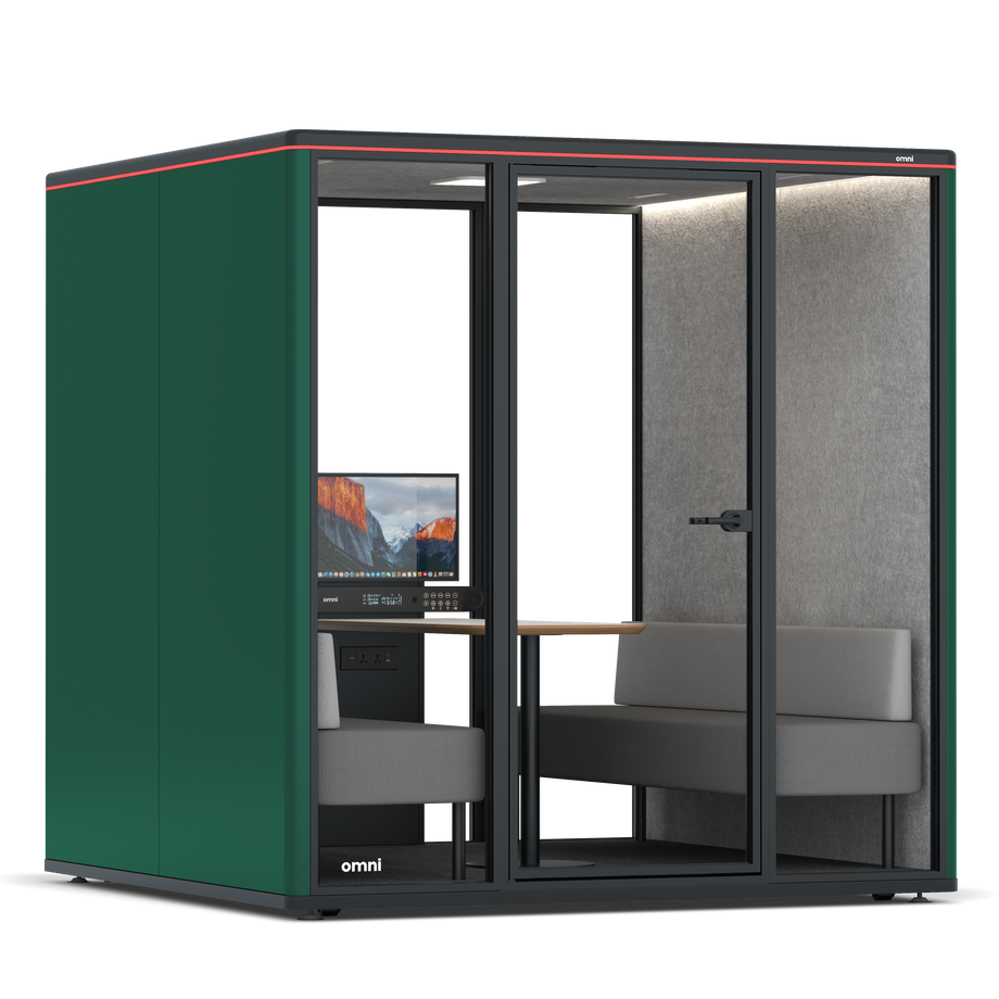 Omni SixSofa (+ Monitor Stand) / RAL Moss Green / #a49f98