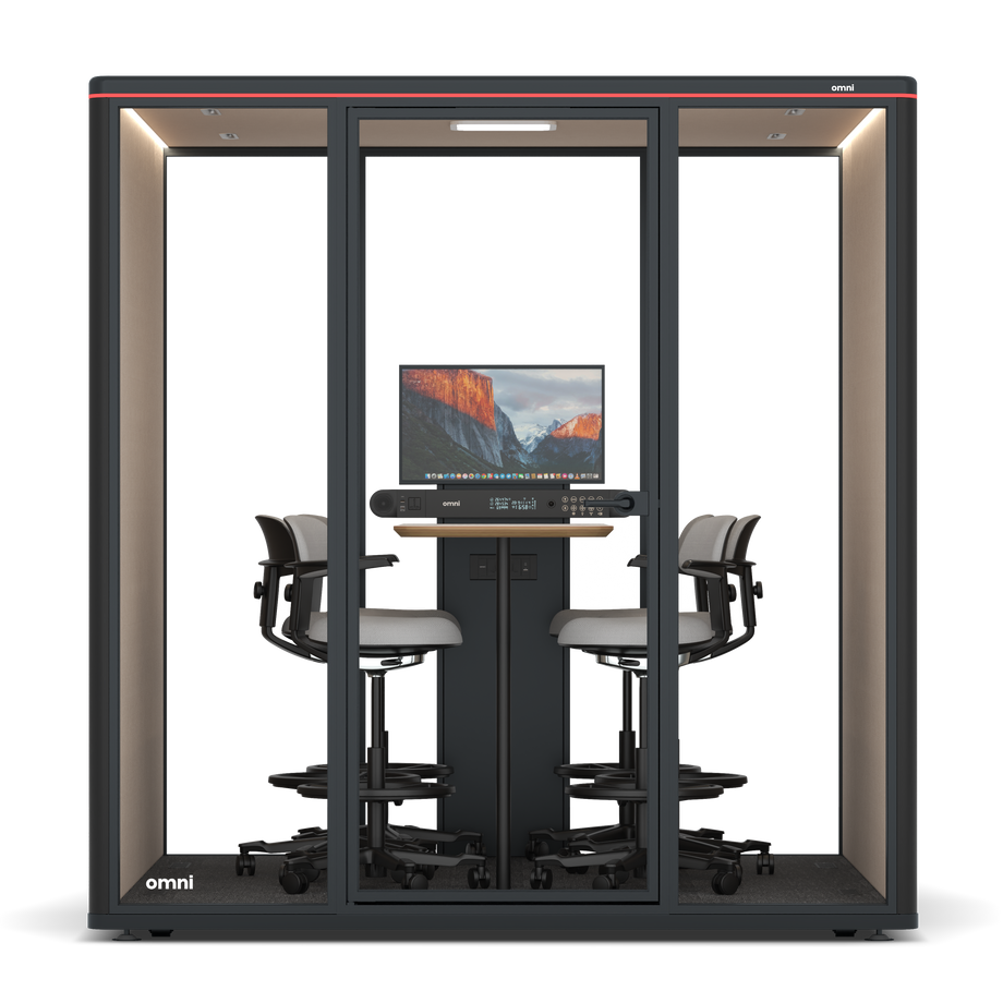 Omni SixCounter Meeting Table (+ Monitor Stand) / RAL Black / #a18e7e