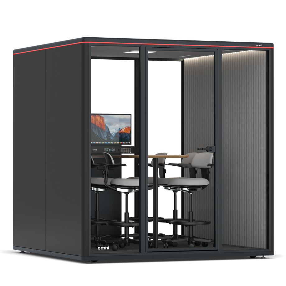 Omni SixCounter Meeting Table (+ Monitor Stand) / RAL Black / #6d6c69