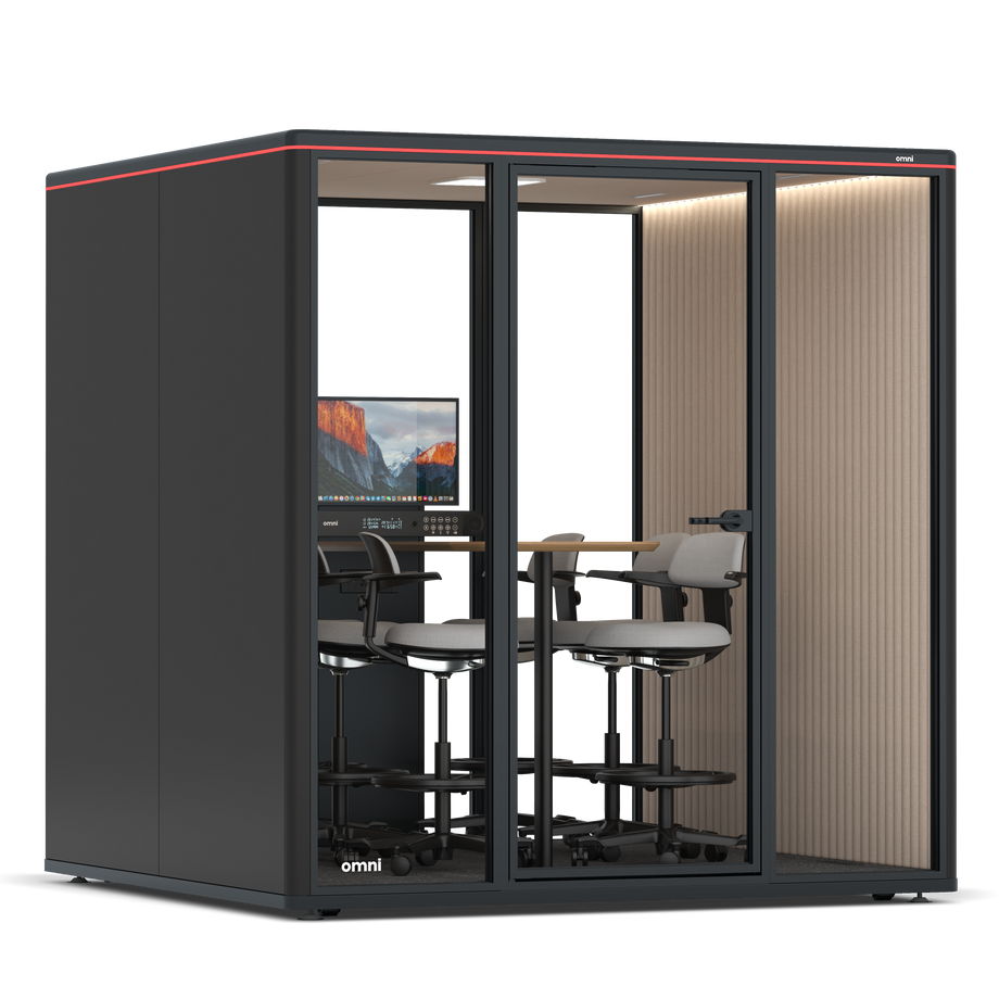 Omni SixCounter Meeting Table (+ Monitor Stand) / RAL Black / #a18e7e