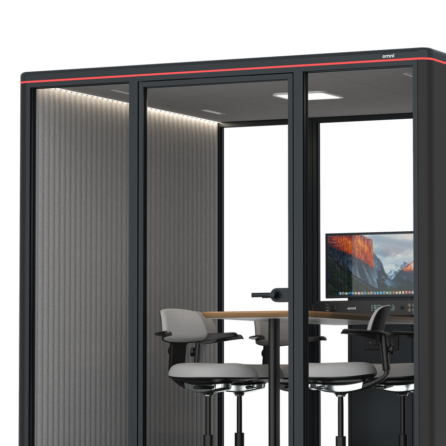 Omni SixCounter Meeting Table (+ Monitor Stand) / RAL Black / #6d6c69