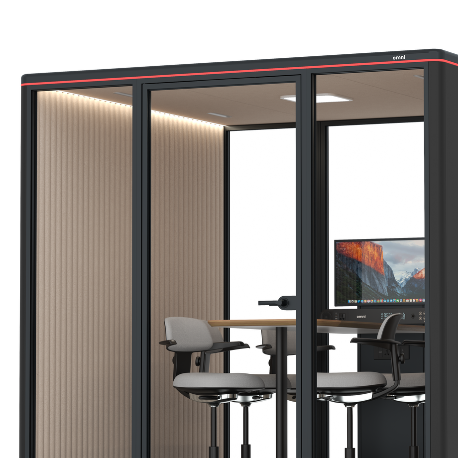 Omni SixCounter Meeting Table (+ Monitor Stand) / RAL Black / #a18e7e