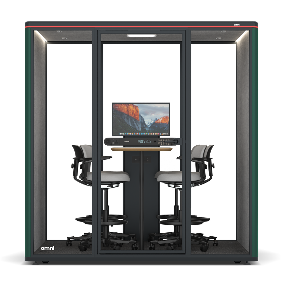 Omni SixCounter Meeting Table (+ Monitor Stand) / RAL Moss Green / #a49f98