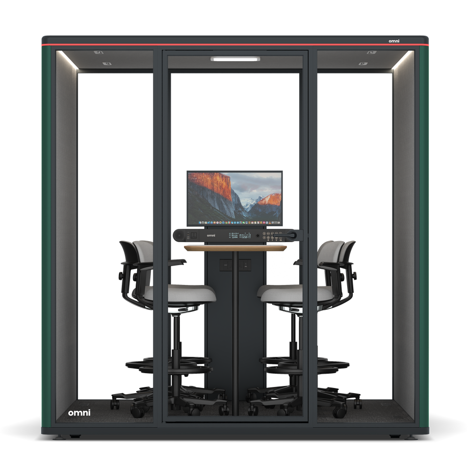 Omni SixCounter Meeting Table (+ Monitor Stand) / RAL Moss Green / #6d6c69