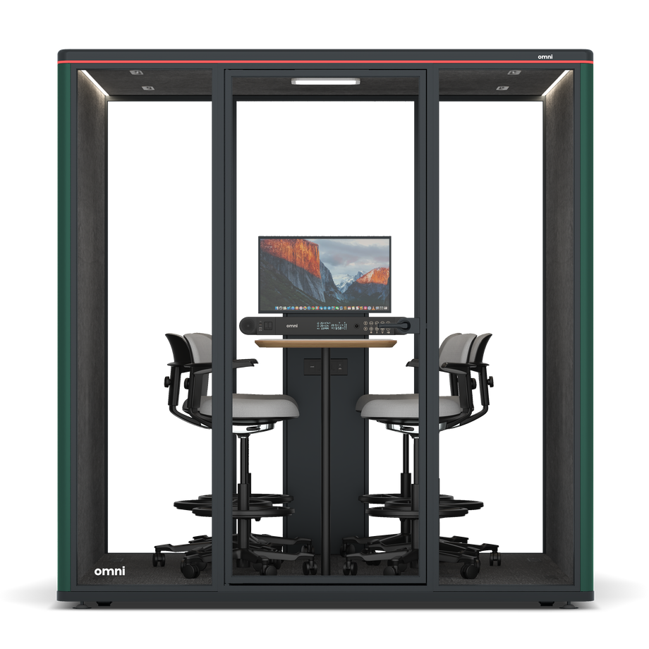 Omni SixCounter Meeting Table (+ Monitor Stand) / RAL Moss Green / #615f5d