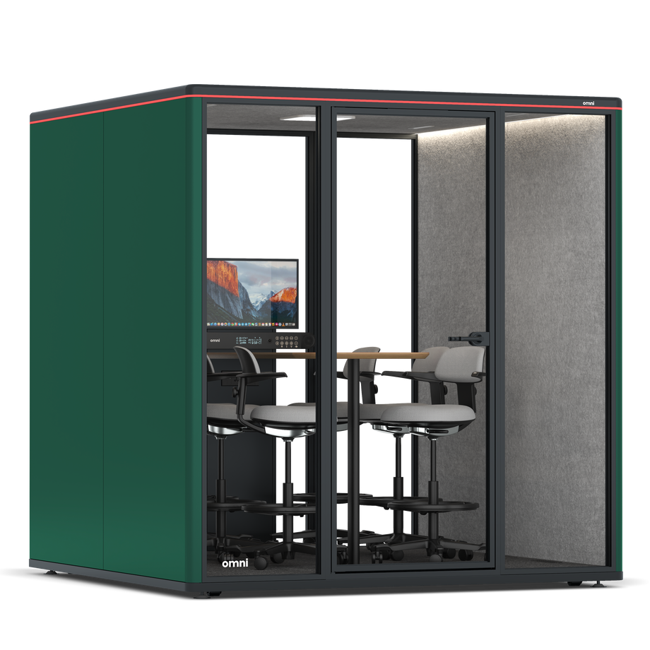 Omni SixCounter Meeting Table (+ Monitor Stand) / RAL Moss Green / #a49f98