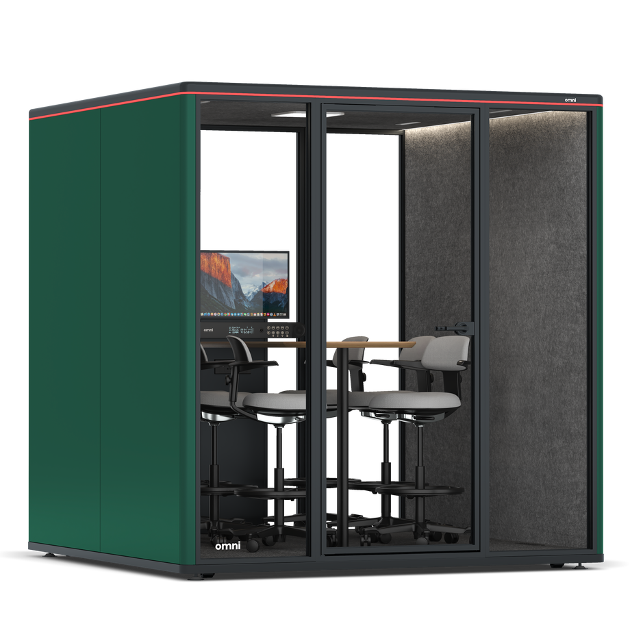 Omni SixCounter Meeting Table (+ Monitor Stand) / RAL Moss Green / #615f5d
