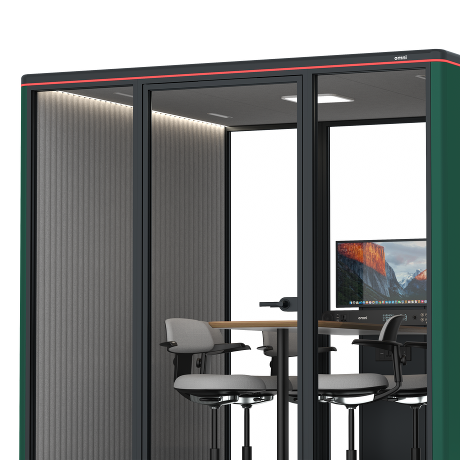 Omni SixCounter Meeting Table (+ Monitor Stand) / RAL Moss Green / #6d6c69