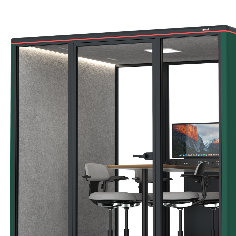 Omni SixCounter Meeting Table (+ Monitor Stand) / RAL Moss Green / #a49f98