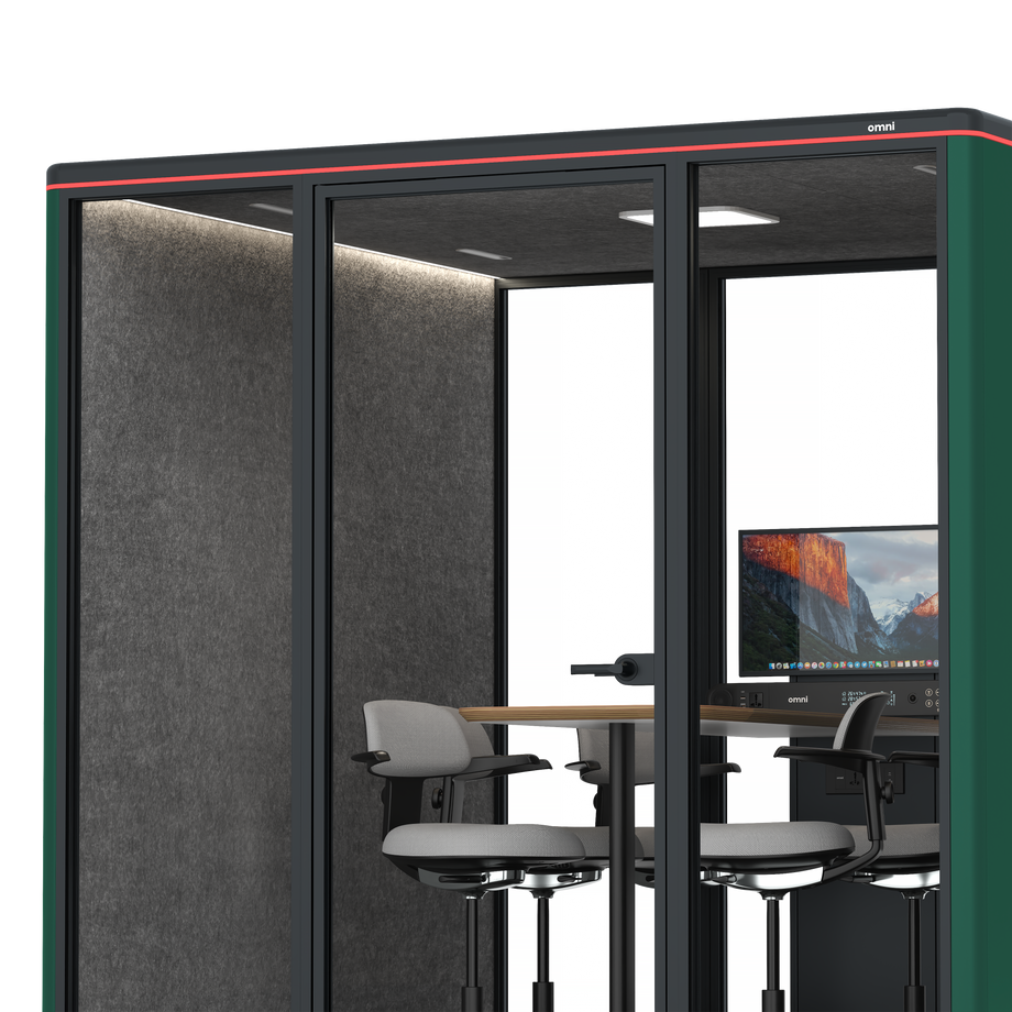 Omni SixCounter Meeting Table (+ Monitor Stand) / RAL Moss Green / #615f5d
