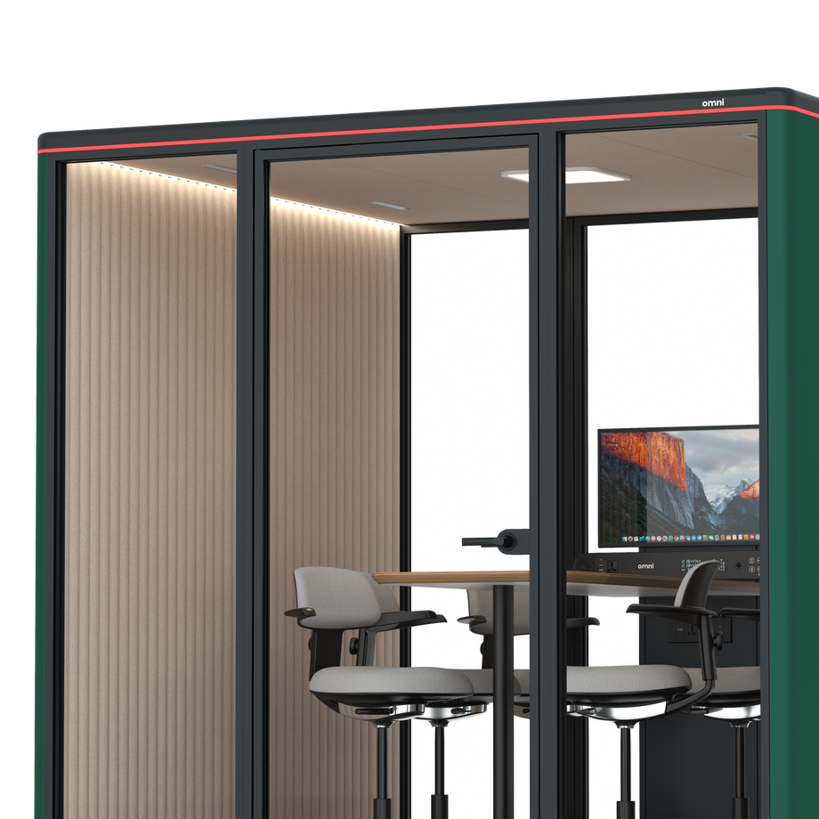 Omni SixCounter Meeting Table (+ Monitor Stand) / RAL Moss Green / #a18e7e