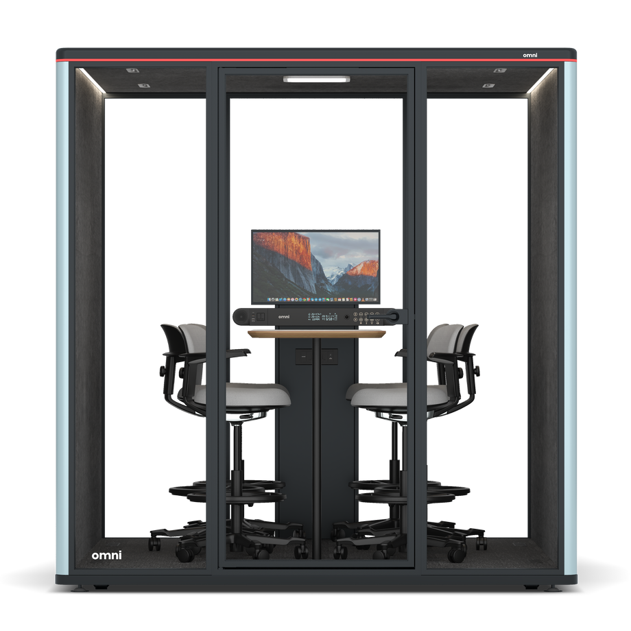 Omni SixCounter Meeting Table (+ Monitor Stand) / RAL Grey Blue / #615f5d