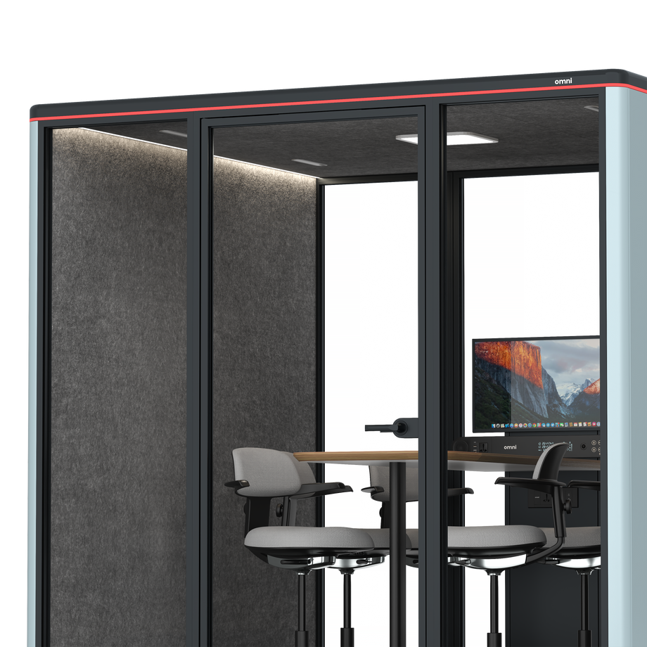 Omni SixCounter Meeting Table (+ Monitor Stand) / RAL Grey Blue / #615f5d