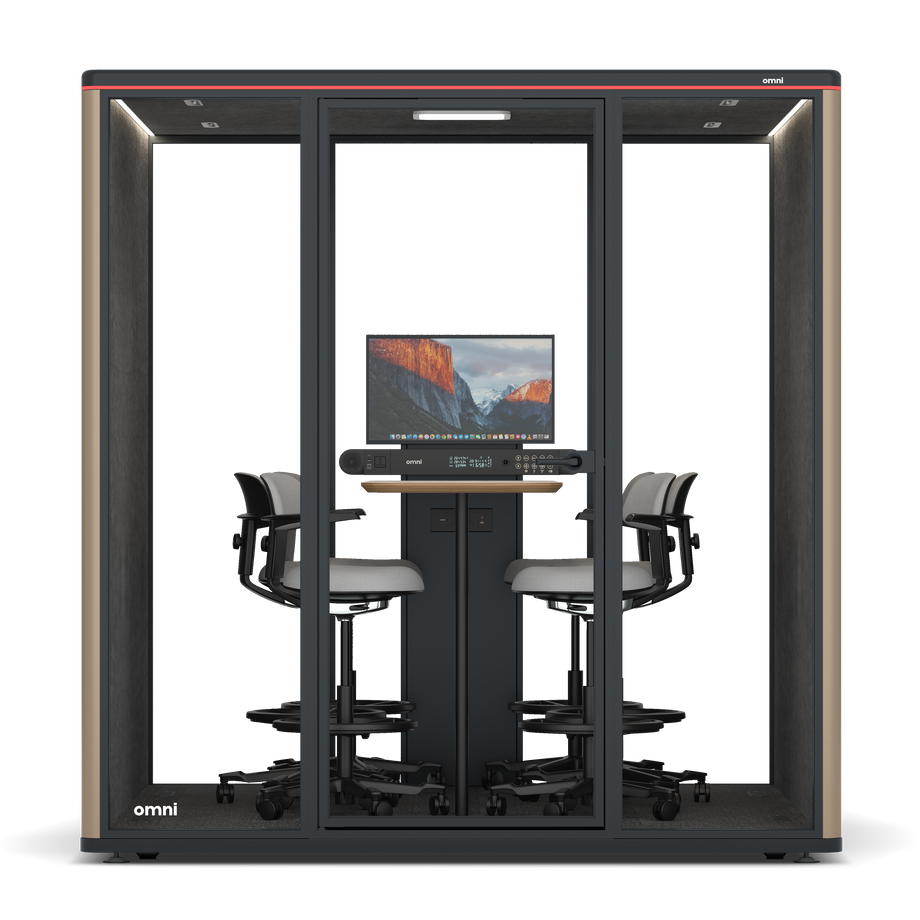 Omni SixCounter Meeting Table (+ Monitor Stand) / RAL Grey Beige / #615f5d