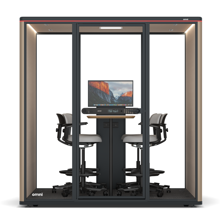 Omni SixCounter Meeting Table (+ Monitor Stand) / RAL Grey Beige / #a18e7e