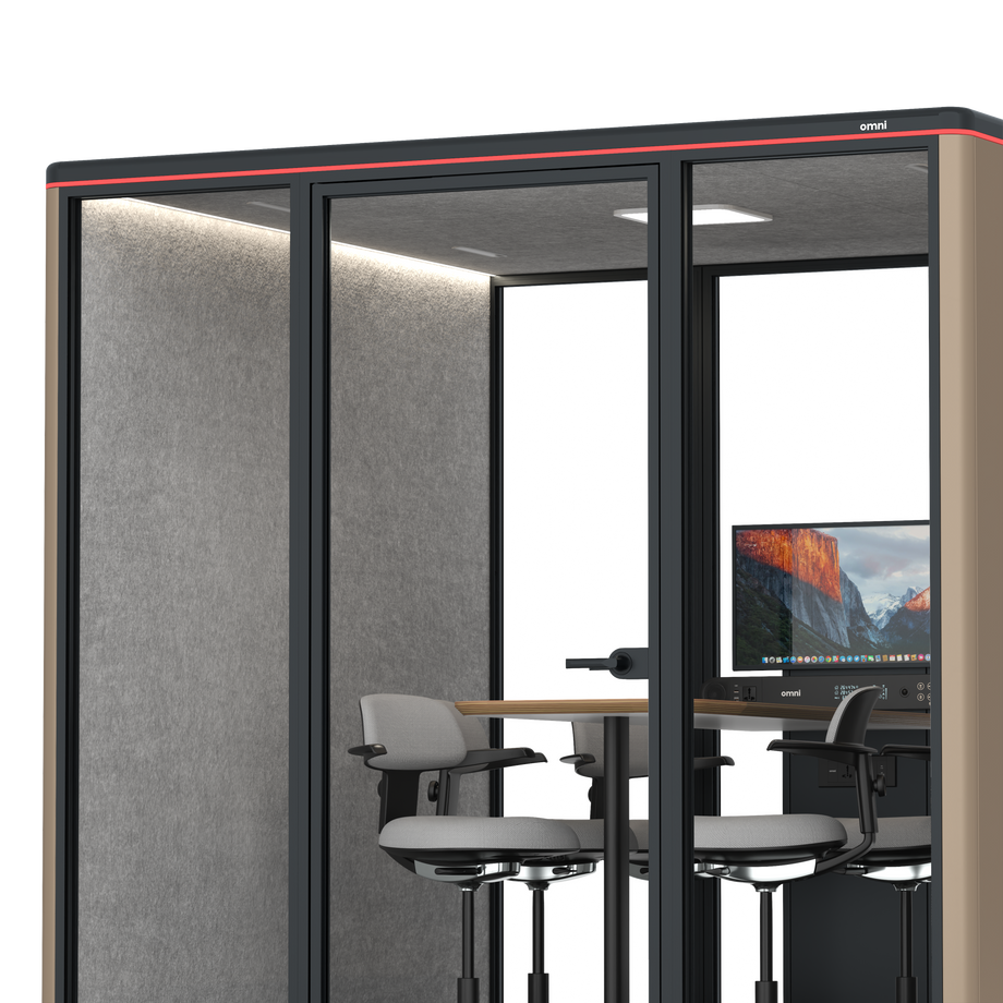 Omni SixCounter Meeting Table (+ Monitor Stand) / RAL Grey Beige / #a49f98