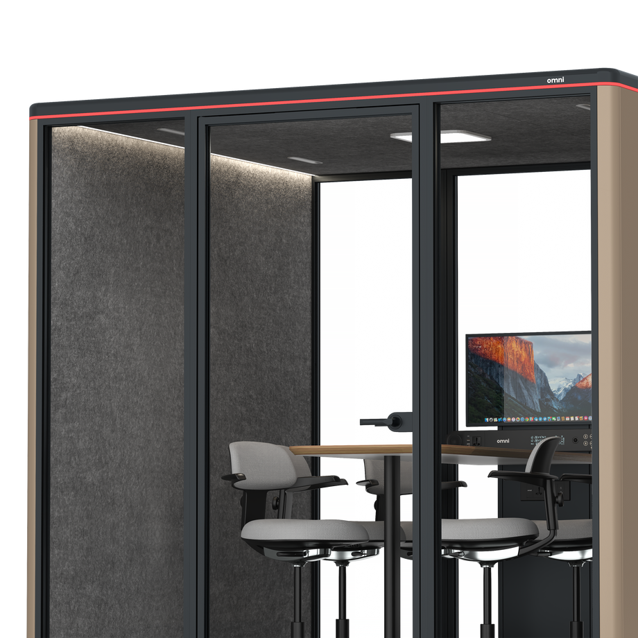 Omni SixCounter Meeting Table (+ Monitor Stand) / RAL Grey Beige / #615f5d