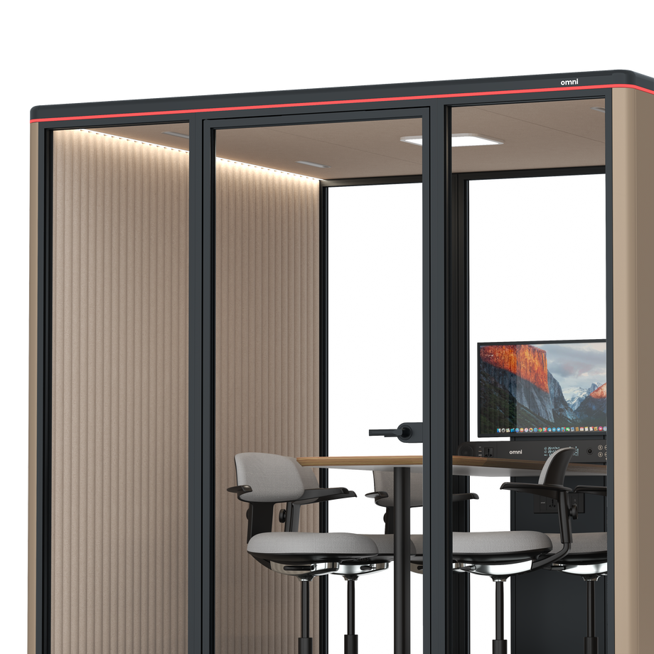 Omni SixCounter Meeting Table (+ Monitor Stand) / RAL Grey Beige / #a18e7e