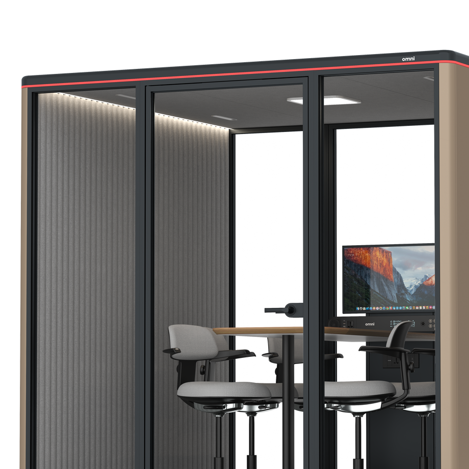 Omni SixCounter Meeting Table (+ Monitor Stand) / RAL Grey Beige / #6d6c69
