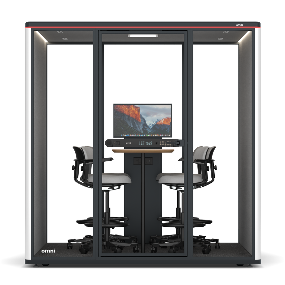 Omni SixCounter Meeting Table (+ Monitor Stand) / WhiteRAL Pure White / #6d6c69