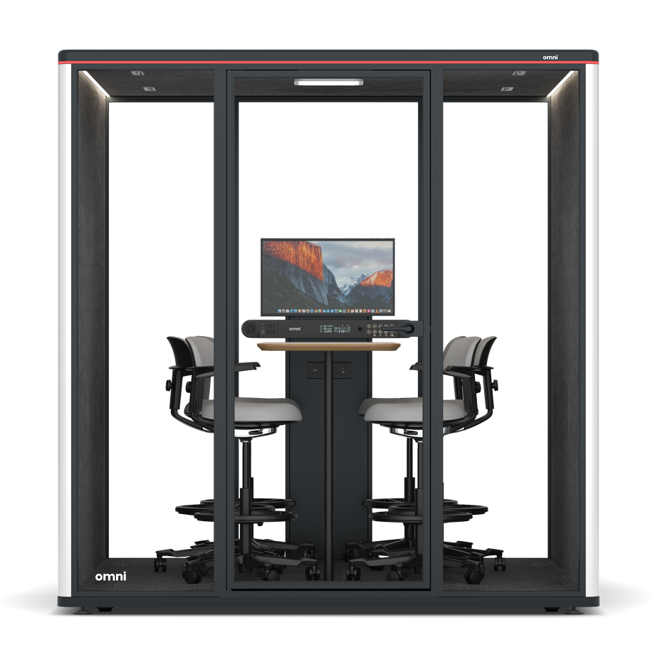 Omni SixCounter Meeting Table (+ Monitor Stand) / WhiteRAL Pure White / #615f5d