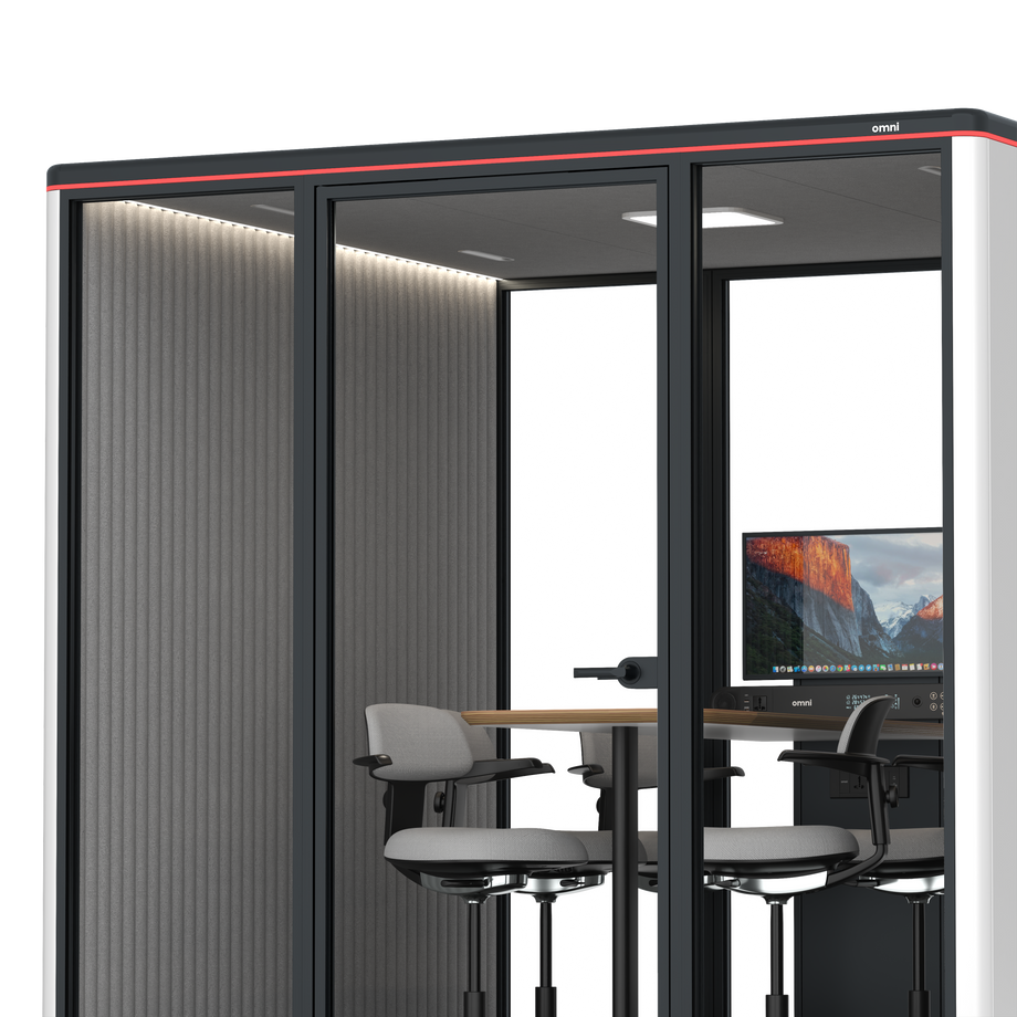 Omni SixCounter Meeting Table (+ Monitor Stand) / WhiteRAL Pure White / #6d6c69