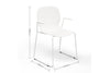 A white stackable armchair with dimensions indicated on a white background. The dimensions are width 610mm, depth 520mm, and height 830mm.