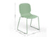A morandi green Aarhus Bistro Glide Stackable with dimensions indicated on a black background. The dimensions are width 570mm, depth 520mm, and height 830mm.