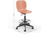A coral Aarhus Swivel Counter Stool with dimensions indicated on a white background. The dimensions are width 490mm, depth 480mm, and height 1000mm.