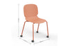A coral wheelie chair with dimensions indicated on a white background. The dimensions are width 550mm, depth 510mm, and height 830mm.
