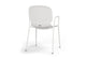 Aarhus Bistro Arm Chair by Quell Design – a modern Scandinavian-style chair in white with an ergonomic moulded polypropylene seat and integrated curved armrests. Supported by slim black powder-coated steel legs, this elegant and durable chair is ideal for collaborative offices, cafés, and contemporary dining spaces, blending comfort, functionality, and minimalist design.