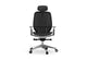 The Billy Office Chair is an ergonomic mesh office task chair featuring an adjustable headrest, adjustable armrests and a contoured supportive backrest for improved posture and comfort. It includes breathable high-tension mesh upholstery for enhanced airflow and a seamless chrome cast aluminium five-star base with smooth-rolling castors , shown on a white background.