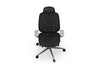 The Billy Office Chair is an ergonomic mesh office task chair featuring an adjustable headrest, adjustable armrests and a contoured supportive backrest for improved posture and comfort. It includes breathable high-tension mesh upholstery for enhanced airflow and a seamless chrome cast aluminium five-star base with smooth-rolling castors , shown on a white background.