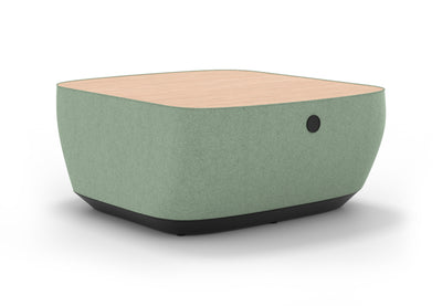 Byorne Modular Coffee Table upholstered in premium linen fabric, available in dusty teal, dark grey and pebble grey. Designed to complement modular seating layouts, it features durable injection-moulded nylon legs for a lightweight yet stable base, integrated USB charging for convenient connectivity and a clean contemporary aesthetic suited to a variety of interiors.