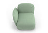 Byorne Low Back Sofa Module - Left Arm shown in dusty teal, dark grey and pebble grey upholstery, featuring a low-profile silhouette with plush cushioning and a supportive left arm rest. Designed for modular configurations or standalone use, the sofa offers a clean contemporary form suited to lounges, reception areas and hospitality interiors, combining compact proportions with comfortable seating and a refined modern aesthetic.
