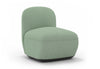 Byorne Low Back Sofa Module in dusty teal, dark grey and pebble grey finishes, featuring a sculpted low-profile silhouette with foam-moulded cushioning and durable linen fabric upholstery. Built on a welded steel internal frame for lasting support, this modular seating unit is designed to connect seamlessly with other Byorne components to create flexible lounge layouts for offices, reception spaces and contemporary hospitality interiors.