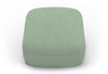 Byorne Low Back Stool in dusty teal, dark grey and pebble upholstery, featuring a compact sculpted form with a low contemporary profile. Built with high-density moulded foam and a welded steel internal frame for lasting comfort and structure, the stool is supported by injected-moulded nylon legs for stability. Designed to integrate seamlessly with other Byorne modular seating elements or function as a standalone piece in lounges, reception areas and modern hospitality interiors.