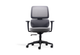 Støtte Flex Task Chair in grey with a midnight-blue frame shown on a white background, featuring a breathable Korean mesh back, moulded-foam fabric seat, midnight-blue 3D nylon armrests and a smooth synchro mechanism with multiple locking positions. Designed for ergonomic performance in modern offices, the chair includes a Class-4 Samhongsa gas lift, a durable black nylon base and black PU castors for stable, high-mobility seating.