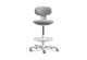 Toro Pivot Motion Barstool in grey/white shown on a white background, featuring a height-adjustable moulded-foam backrest upholstered in Gabriel Mozart fabric, a plastic seat shell with adjustable height and moulded-foam cushioning, and a Class-4 gas lift for smooth elevation. Designed for ergonomic comfort in modern workplaces, the barstool includes a sturdy nylon base, integrated foot ring and PU castors for stable, flexible mobility in contemporary bar-height and collaborative settings.