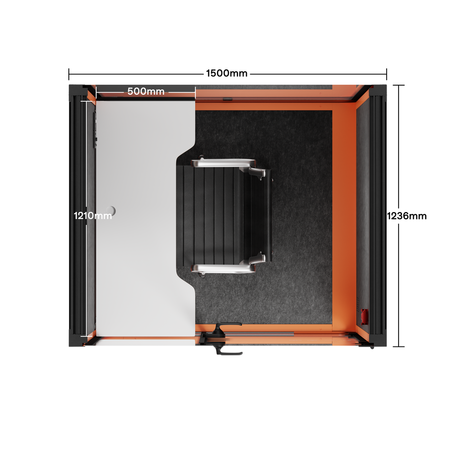 Office Phone Booth Quell - 2 personeOrange / Dark Gray / Work Station + Designer Office Chair