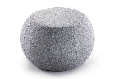 Edgar Plush Curve Pouf in grey displayed on a clean white background, featuring a round leisure silhouette with soft fabric upholstery. Modern accent pouf designed for contemporary offices, lounges and commercial interiors.
