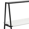 Forma Collaborative A-Frame Table, close-up view showing black steel frame and warm white table surface.
