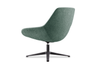 Ørgg Contour Lounge Chair in green shown on a white background, featuring a sculpted moulded-foam seat and backrest with high-quality fabric upholstery and a black powder-coated steel frame. Designed for modern lounge, hospitality and office environments, this contemporary lounge chair offers ergonomic comfort, durable construction and a refined, design-forward aesthetic.
