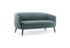 Keebu Lounge 2-Seater Sofa in green displayed on a clean white background, featuring a plywood frame, high-density foam seat and backrest with fabric upholstery, and a black steel base. Modern commercial lounge sofa designed for office breakout zones, hospitality spaces and contemporary interiors.