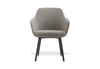 Keebu Four-Leg Chair in beige on a clean white background, featuring a moulded-foam seat and backrest with fabric upholstery and four black-painted steel legs. This modern dining and office side chair offers durable construction, comfortable seating and contemporary style ideal for commercial and residential interiors.
