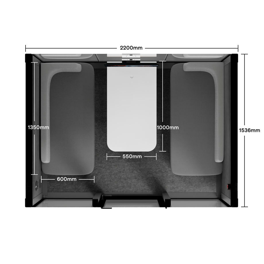 Quell+ - 4 persoons vergadercabineWooden / Dark Grey / Delux