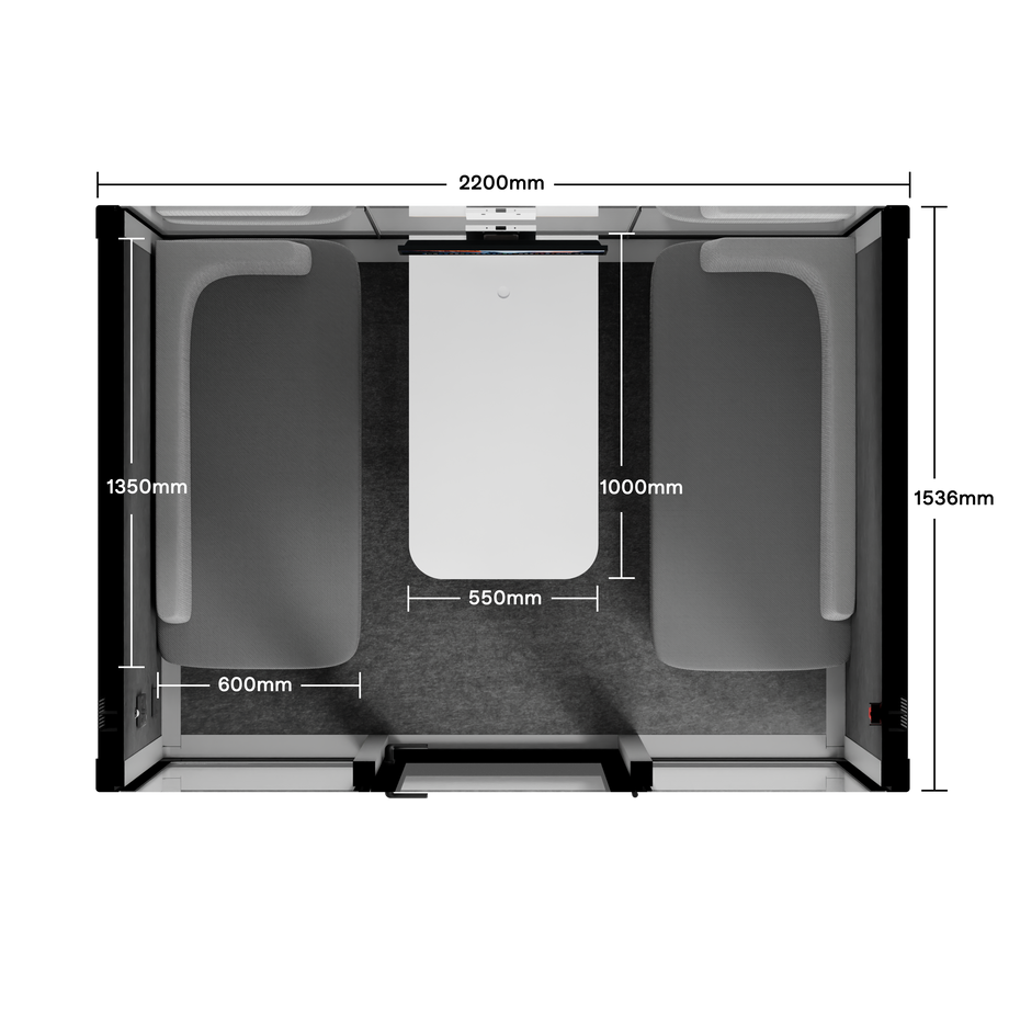 Quell+ - 4 persoons vergadercabineLight Grey / Dark Grey / Delux