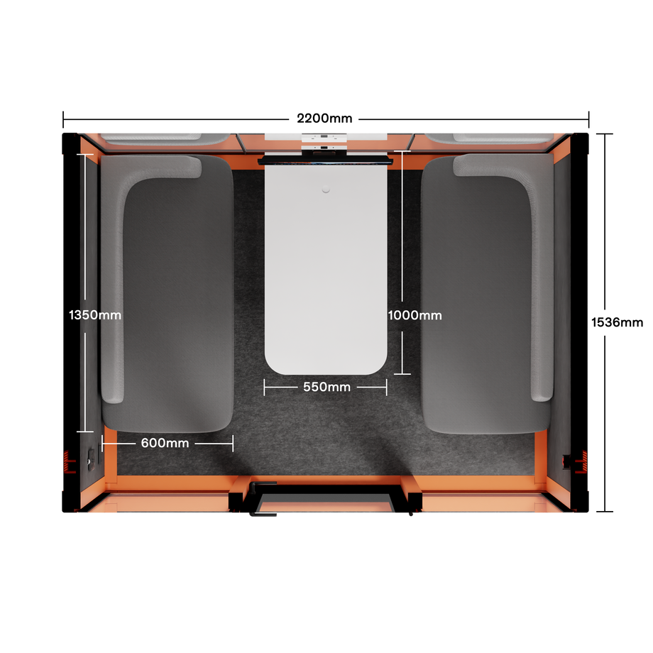 Quell+ - 4 persoons vergadercabineOrange / Dark Grey / Delux