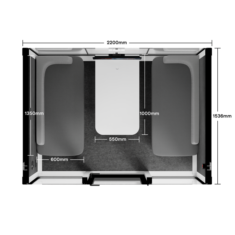 Quell+ - 4 persoons vergadercabineWhite / Dark Grey / Delux