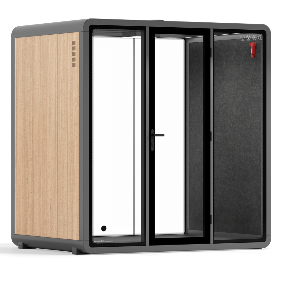 Quell+ - 4 persoons vergadercabineWooden / Dark Grey / No Furniture